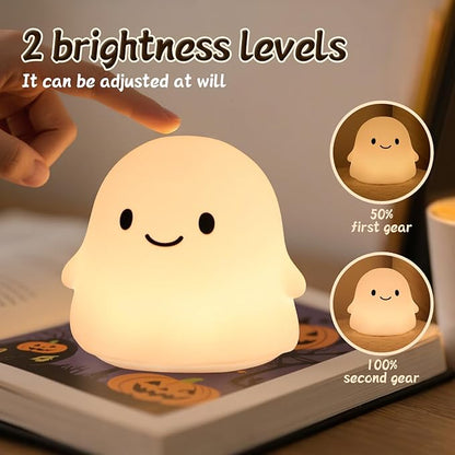 Ghost Night Light Color Changing, Cute Cloud Decor with Colors & 50Hrs, Tap Control Light Up Ghost for Kids, Rechargeable Halloween Gifts, [Mothers Day Gifts]