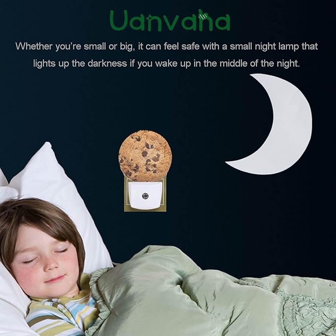 Food Decorative Night Light Chocolate Chip Cookie Funny Dessert Plug-in Nightlight Energy Saving 0.5W LED Lighting for Boys Girls Men Women