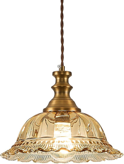 HDDFL Glass Pendant Lights Modern Pendant Lighting Fixtures Hanging Lamp for Kitchen Island Bedroom Dining Room Coffee Shop Hallway Amber and Brass