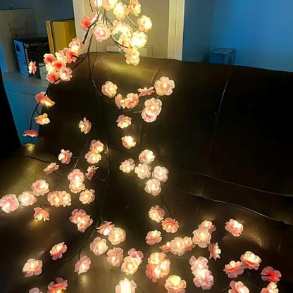 Cherry Blossom Tree Branch Lights for Wall,Cherry Enchanted Willow Vine Lights,with 72 LED and 8 Lighting Modes,Remote Timer,for Bedroom Wall Doors Windows Wedding Christmas Holiday (63inch)