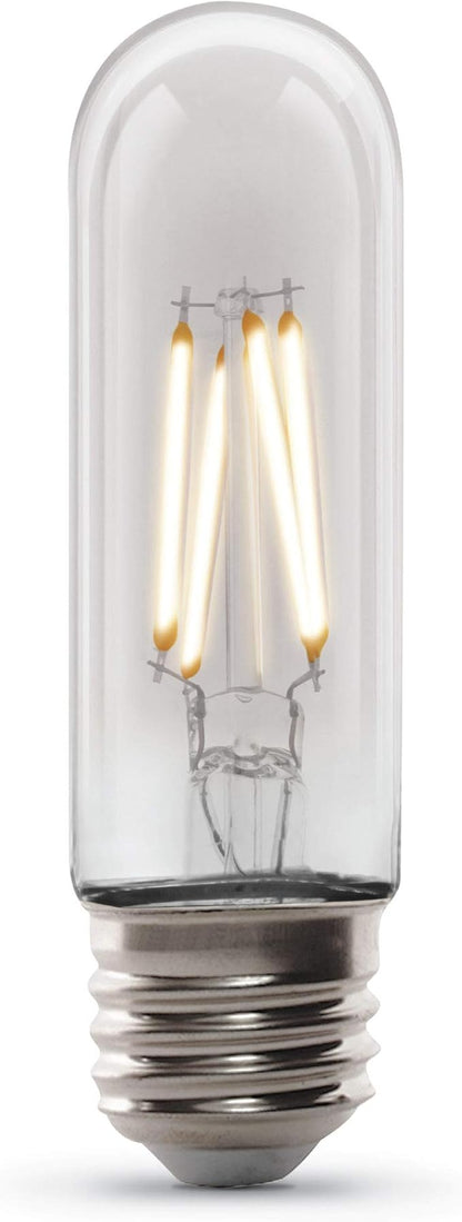 Feit Electric Vintage Exposed Filament Clear Glass LED T10 with a Medium E26 Base Light Bulb - 40W Equivalent - 10 Year Life - 300 Lumen - 2100K Soft White - Dimmable | Original Vintage