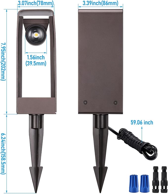 LEONLITE LED Pathway Lights Low Voltage, 180° Adjustable Head Focused or Wide Ground Coverage, 3W Outdoor Landscape Lighting for Driveway, Walkway, ETL Listed, Aluminum, 3000K Warm White, Pack of 8