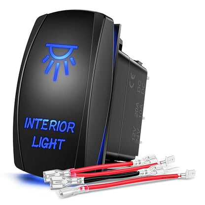 Nilight 90002B Interior Light Rocker Switch LED Light Bar 5Pin Laser On/Off LED Light 20A/12V 10A/24V Switch Jumper Wires Set for Jeep Boat Trucks