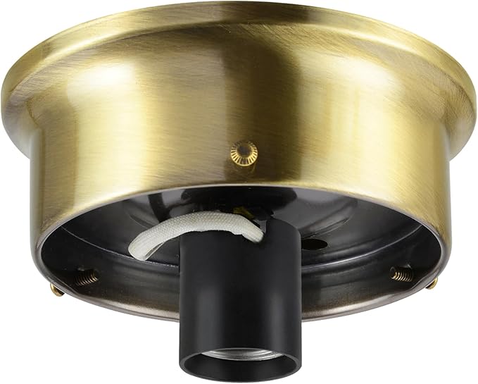 Aspen Creative 22105-07-1, Flush Mount Ceiling Fixture Shade Holder Kit in Antique Brass Finish 4-1/2" Fitter, 5" Diameter x 1-3/4" Height