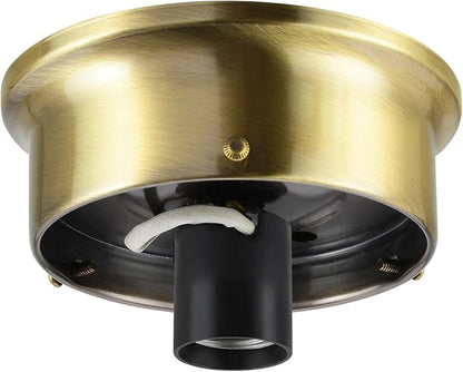 Aspen Creative 22105-07-1, Flush Mount Ceiling Fixture Shade Holder Kit in Antique Brass Finish 4-1/2" Fitter, 5" Diameter x 1-3/4" Height