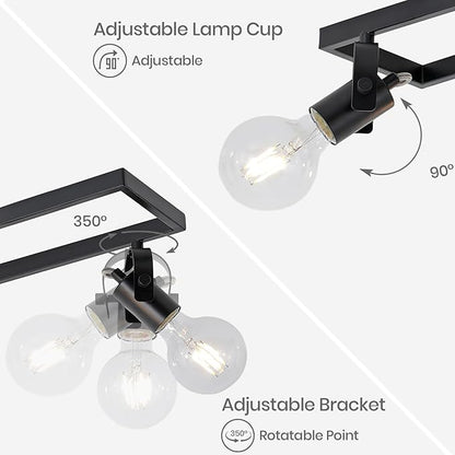 KEESFU 6-Light Black Track Lighting Fixtures Ceiling, Modern Kitchen Track Light Kit with 6 Rotatable Heads, for Kitchen, Hallway, Living Room (Bulbs Not Included)