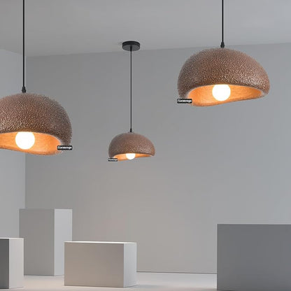 11.8in Wabi Sabi Pendant Light, Kitchen Island Lighting Fixture Ceiling Mount Japanese Lamp Japandi Chandelier for Dining Living Room Hallway Bedroom Restaurant Hanging Lamp, Brown 1 Pack