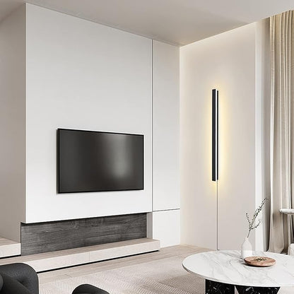 KELUOLY Modern Plug in Long Wall Sconce, 39" Black Matte LED Wall Lights, 20W Warm White 3000K Acrylic Indoor Wall lamp, with 59" Plug Cable for Bedroom, Living Room, Hallway