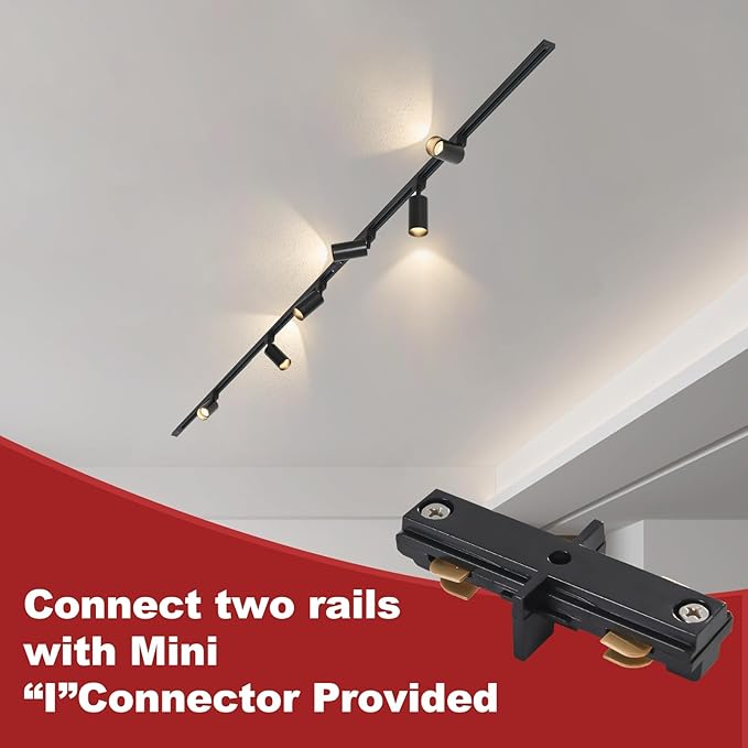 Plug in Track Lighting with Power Cord, 6-Light GU10 Track Lighting Kit with 6.6FT H Type Track Lighting Rails, Modern Kitchen LED Track Lighting Fixtures Ceiling Spot Light, Black (No Bulbs)