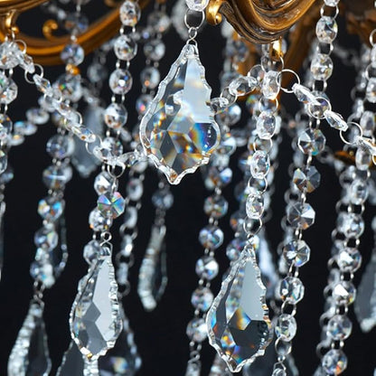 Antique Gold Crystal Chandelier Lighting 8-Light Contemporary Chandeliers Classic Crystal Candle Island Lighting Dining Room Foyer Entrance Light Fixture 27"