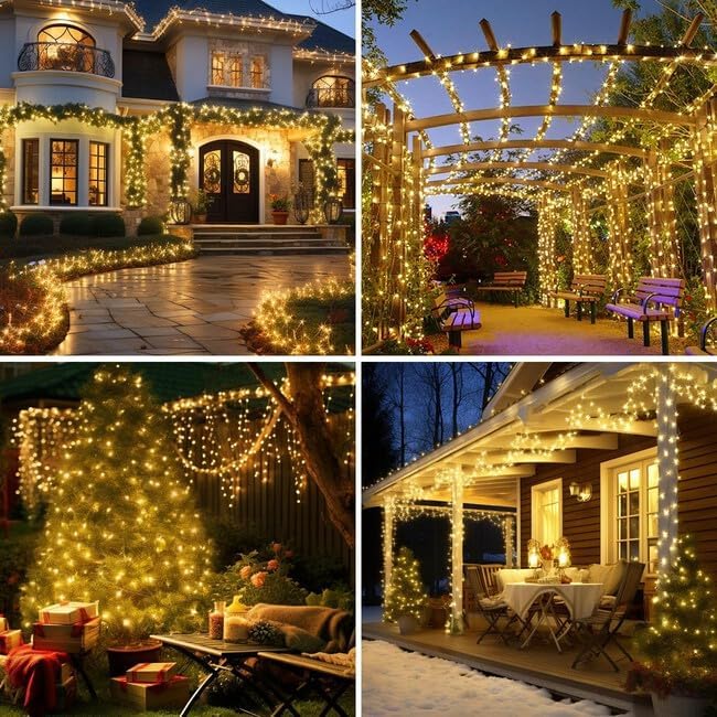 LAMPHOME 100 Count Clear Christmas Lights - 20 ft Ultra Bright White String Lights with Green Wire for Indoor and Outdoor Use, Christmas Trees, Holidays Party Patio Wedding and Garden
