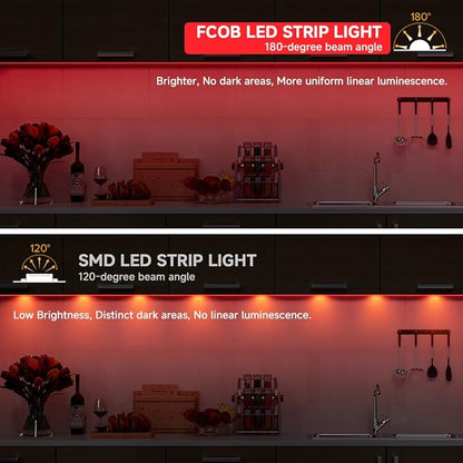 BTF-LIGHTING FCOB COB FOB LED Strip Lights 5V USB Powered 9.8FT 960LEDs Red Color 8mm Width Dimmable CRI 90+ with 3M Tape Flexible High Density for 3D Printer TV Backlight PC DIY Decor