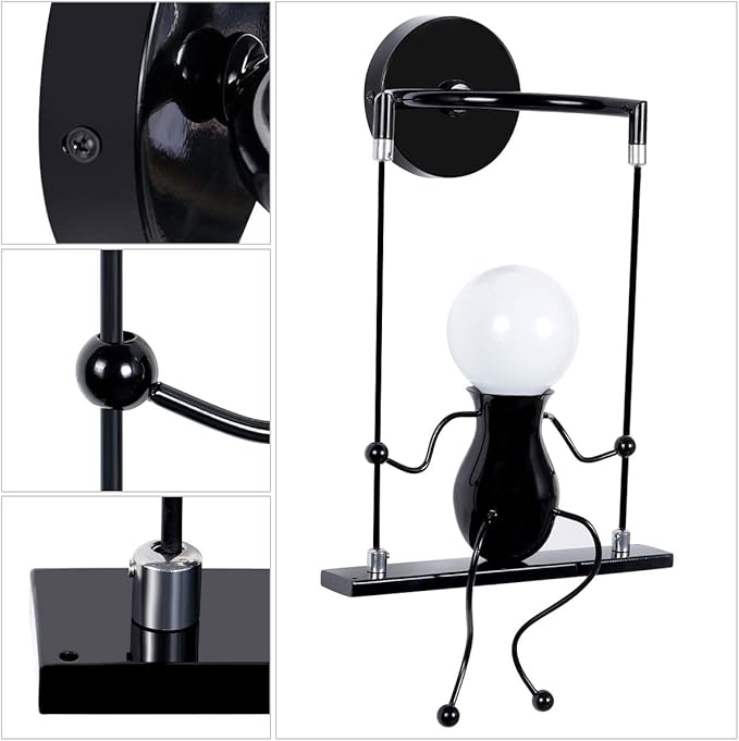 Kawell Humanoid Wall Light Fixtures Modern Wall Lamp Creative Wall Sconce Light Art Deco Max 60W E26 Base for Children Room Bedroom Bedside Living Room Stairs Hallway Restaurant Kitchen