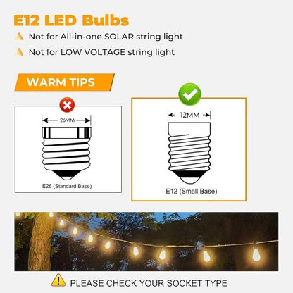 GvvooHome 24 Pack LED ST38 Replacement Bulbs, 1 Watt E12 LED Bulb 2700K Warm White, Vintage Dimmable Shatterproof Bulbs for Indoor Outdoor Patio Garden String Lights, Dimmable