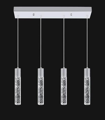 4-Lights Mini Crystal Pendant Light for Kitchen Island, Modern Led Crystal Chandelier for Dining Room Living Room 6000K