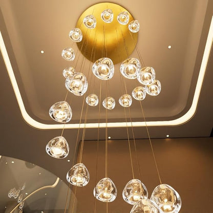 HAIXIANG LED Glam Chandelier 118 inches Long Light Luxury Crystal Ceiling Chandeliers Remote Dimmable High Ceiling Pendants Lighting Fixtures Antique Gold 15 Lights