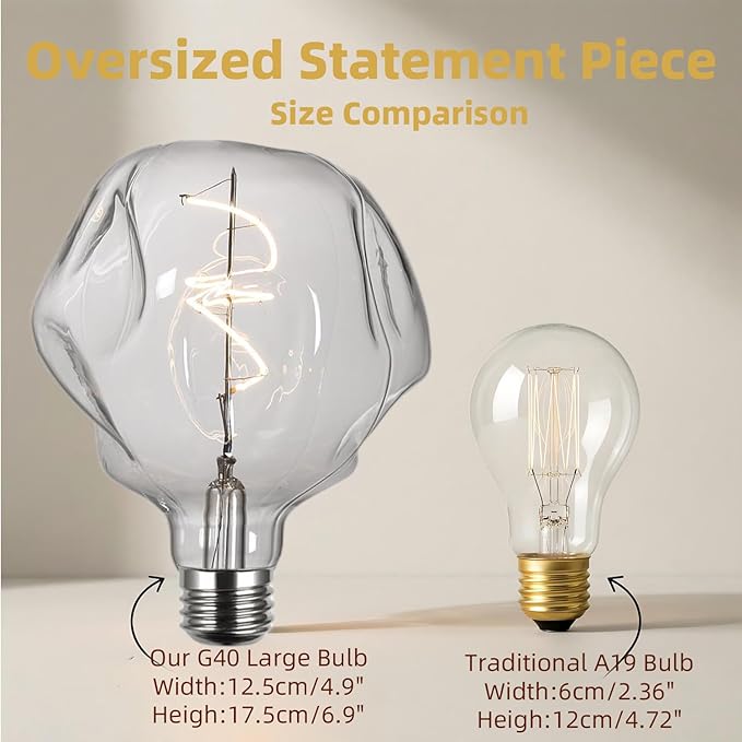 G125 Large Globe Dimmable LED Edison Bulb,2700K Soft WhiteClear Glass,Vintage Oversized Alien ShapeDecorative E26Light Bulb,5watt 400LM Giant Big Bulbs For Bedroom Living Room Pendant Table Lamp 2Pack
