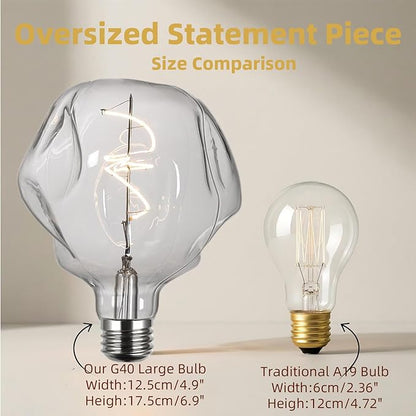 G125 Large Globe Dimmable LED Edison Bulb,2700K Soft WhiteClear Glass,Vintage Oversized Alien ShapeDecorative E26Light Bulb,5watt 400LM Giant Big Bulbs For Bedroom Living Room Pendant Table Lamp 2Pack