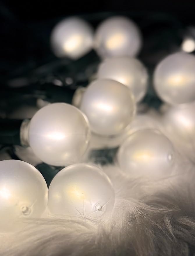 50Ft Christmas Outdoor String Lights with 27 LED Frosted White Bulbs, G40 Globe Christmas String Lights for Indoor Outdoor, Connectable Hanging Lights for Backyard Porch Balcony Patio Party Xmas Decor