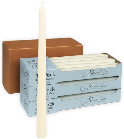 Stonebriar Tall 10" Ivory Unscented 30 Pack Taper Candles