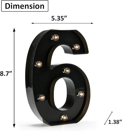Light Up Black Alphabet Marquee Number Sign LED Marquee Number Lights Sign for Night Light Home Bar Christmas Lamp Birthday Party Wedding Decoration 6