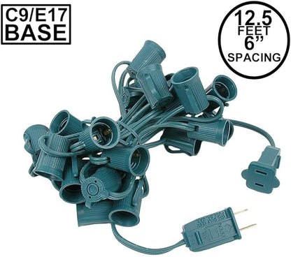 Novelty Lights 12.5 Foot String Light Set - Indoor/Outdoor Stringer for Christmas, Wedding Decor, Patios, & More - C9/E17 Intermediate Base (White Wire, 6" Spacing)