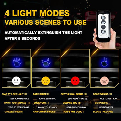 LED Gesture Light Comical Car Finger Light with Remote Ideal Gifted Car Accessories Funny Back Window Sign Car Gadget & Road Rage Sign Give The Love & Wave & Yead to Drivers-Blue