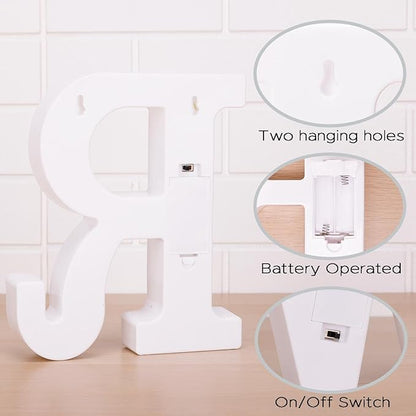 Small Led Marquee Letters, Light Up Letters, 8.58 Inch Led Letter Lights, Battery Powered Lighted Sign for Table, Party, Birthday, Christmas Decor (Letter R)