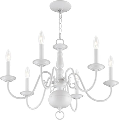 Livex Lighting 5006-03 Williamsburgh 6-Light Chandelier, White