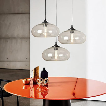 11" Industrial Vintage Colorful Glass Pendant Lighting 1-Light Farmhouse Loft Bar Ceiling Hanging Lamp Kitchen Island Dining Room Bedroom Chandelier (Clear)
