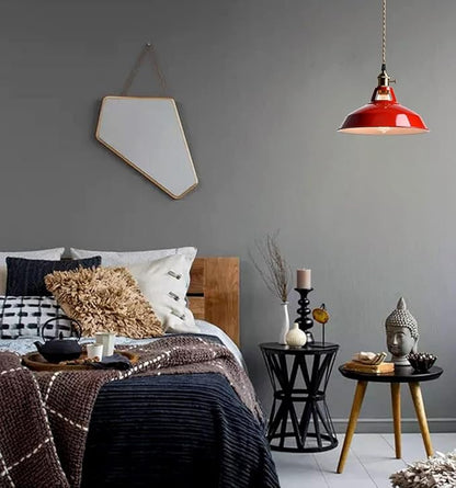 CLAXY Industrial Modern Pendant Light Kitchen Island Red Metal Barn Hanging Light Fixture Height Adjustable E26 Based Light for Kitchen, Loft, Dining, Foyer, Cafe, Bar