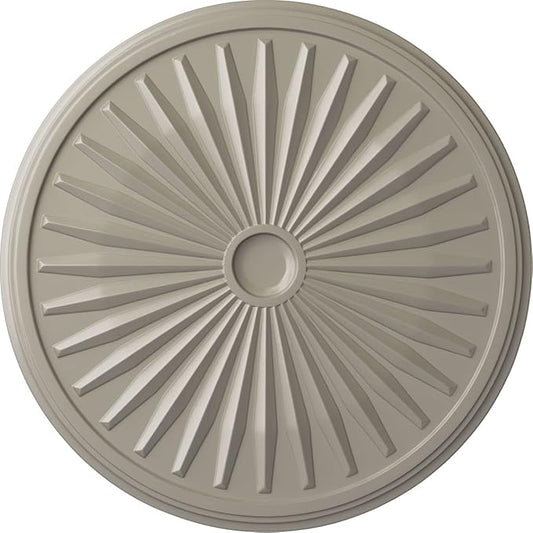 Ekena Millwork CM33LEPWS 33 1/8"OD X 3 1/2"ID X 1 3/8"P Leandros Ceiling Medallion Fits Canopies Up To 5", Pearl White