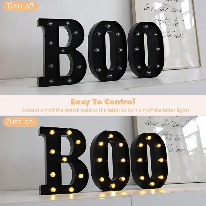 Led Marquee Letters, 8.58 Inch Black Light Up Letters, Small Led Letter Lights, Battery Powered Lighted Letterfor Table, Party, Birthday, Christmas Decor (Black, Letter R)