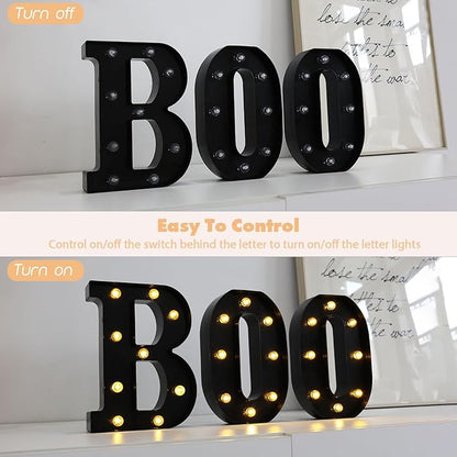 Led Marquee Letters, 8.58 Inch Black Light Up Letters, Small Led Letter Lights, Battery Powered Lighted Letterfor Table, Party, Birthday, Christmas Decor (Black, Letter M)
