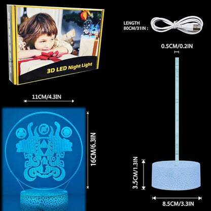 3D Night Light, 16 Color Changing Cartoon USB Desk Lamp, Crest of Hyrule Illusion Lighting with Remote Control for Home Decor Gift for Kids. (7)