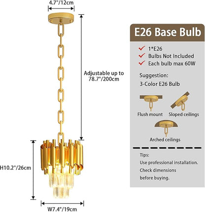 Modern Gold Crystal Chandelier 2-Tier Round Pendant Lighting Light Fixture Chandelier for Kitchen Island Entryway Bathroom BedHead Bedroom