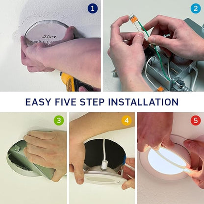 Leviton 4 in. Round Adjustable Slim Downlight, 820 Lumens, 5 CCT Color Selectable 2700K-5000K, Dimmable, DAR40-S1W