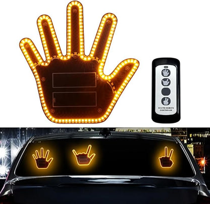 LED Gesture Light Comical Car Finger Light with Remote Ideal Gifted Car Accessories Funny Back Window Sign Car Gadget & Road Rage Sign Give The Love & Wave & Yead to Drivers-Amber