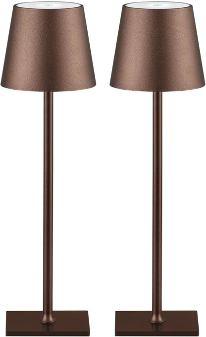 CHLORANTHUS 2 Pack Cordless Table Lamps, 3 Colors Stepless Dimming, 5000mAh Rechargeable Battery LED Desk Lamp for Bedroom/Couple Dinner/Desk/Cafe/Dining Room/Terrace