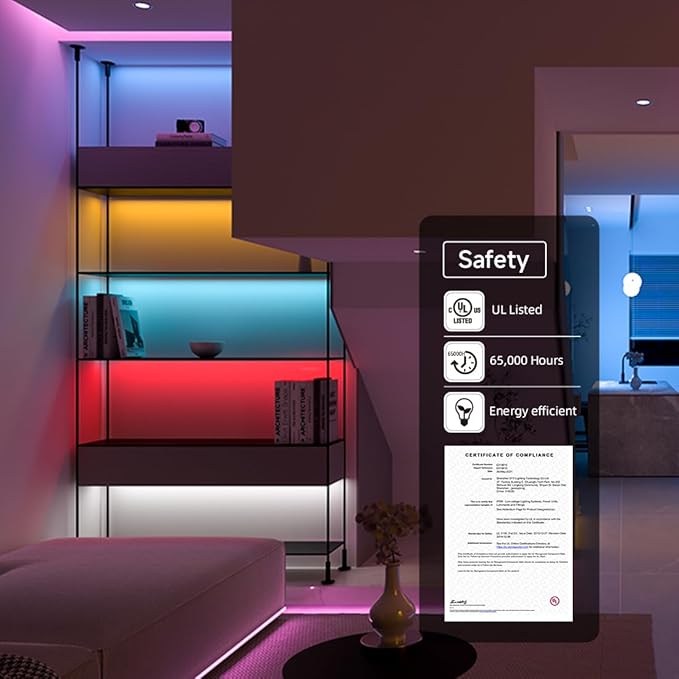 BTF-LIGHTING FCOB COB RGBCCT Color Changing LED Strip IP66,UL Listed 840LED/m High Density 16.4FT RGB+Tunable White 3000K-6000K DC24V 12mm Width Flexible Light for Home Decor(No Adapter & Controller)