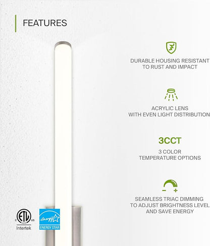ASD 48" LED Linear Vanity Light Fixture, Modern Bathroom Sconce — 3 Color 3000K-5000K, Dimmable, 35W 3800LM, Energy Star & ETL Listed — Over Mirror Makeup Bar for Bedroom, Cabinets — Nickel, 4 Pack