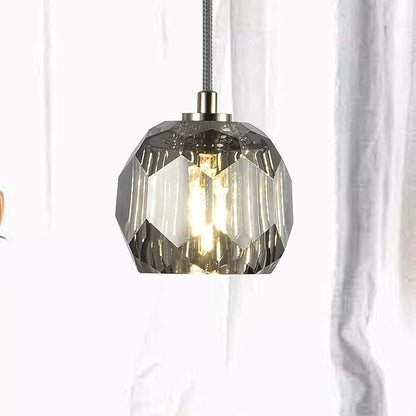 Raindrop Farmhouse Chandelier, Single 1 Light Smoke Crystal Pendant Lights, Modern Nickel Small Hanging Lamp for Dining Room Bedroom Kitchen Island Bathroom