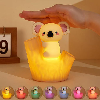 Night Light for Kids, Cute Koala Silicone Night Light, Bedside Lamp with 30/60min Timer, Touch Control Dimmable Lamp, LED 7 Colors Rechargeable Lamp for Toddler Boys Girls Room Christmas Decor (Koala)