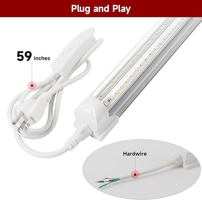 8 Pack T8 led Shop Lights 4ft, 40W 5200LM 5000K Shop Light, Linkable LED Shop Lights for Garage, Workshop, Warehouse, Basement, Clear Cover