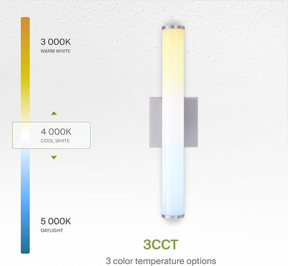 ASD 24" LED Linear Vanity Light Fixture, Modern Bathroom Sconce — 3 Color 3000K-5000K, Dimmable, 25W 1750LM, Energy Star & ETL Listed — Over Mirror Makeup Bar for Bedroom, Cabinets — Nickel, 2 Pack