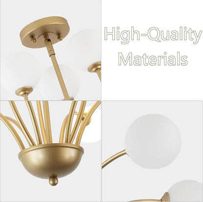29.7” Modern Gold Chandelier 9-Lights Modern Vintage Golden Chandelier Light Fixture Rustic Farmhouse Glass Chandeliers for Dining Room, Kitchen Island, Bedroom, Living Room, Foyer, G9