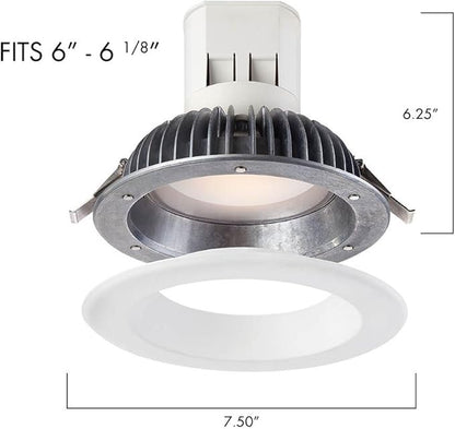 Designers Fountain EV608941WH30 Easy Up 6" 3000K Soft White 93 CRI IntegratedLED Recessed Light with J-Box (No Can Needed), 6 inches,