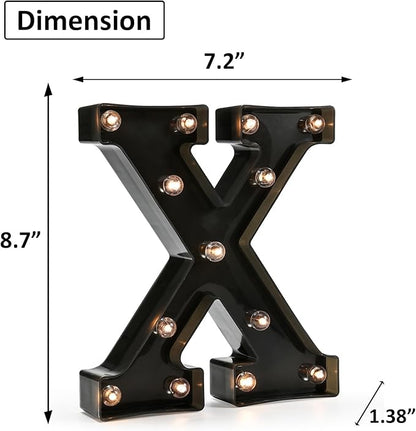 OYCBUZO Light Up Black Alphabet Marquee Letters Sign LED Marquee Number Lights Sign for Night Light Home Bar Christmas Lamp Birthday Party Wedding Decoration X