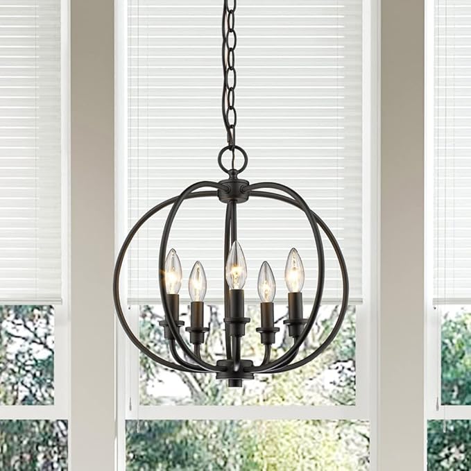 Livex Lighting 4665-91 Milania 5-Light Convertible Hanging Lantern/Ceiling Mount, Brushed Nickel