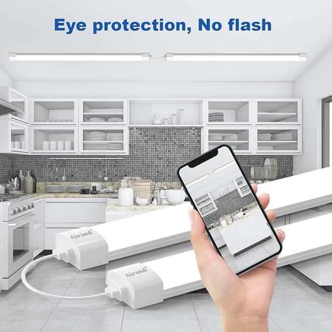 Airand Led Garage Light 5FT Shop Lighting Fixture with Plug in Cord,Waterproof LED Lights 5000K Under Cabinet Lighting Tube Lights 45W for Kitchen Bathroom Workbench